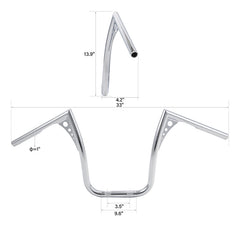 Custom Chrome 1"Handlebar 13" Rise Ape Hanger Bar Chrome Gloss Black Fits For 82-13 Harley Touring FLH/FLHT