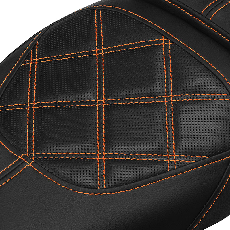 C.C. RIDER Sportster Seat 2 Piece Seat Driver And Passegner Seat Orange Lattice Stitching Fit For Harley Sportster S RH1250S 2021-Later