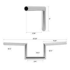 Jammer 1" Wide Z-Bar 6" Rise 60's Handlebar Non-dimpled Fits For Harley 1" Clamp