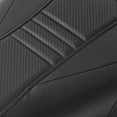 C.C. RIDER Dyna Step Up Seat 2 Up Seat Black Carbon Fiber Stitching For Dyna Wide Glide Super Glide, 1996-2003