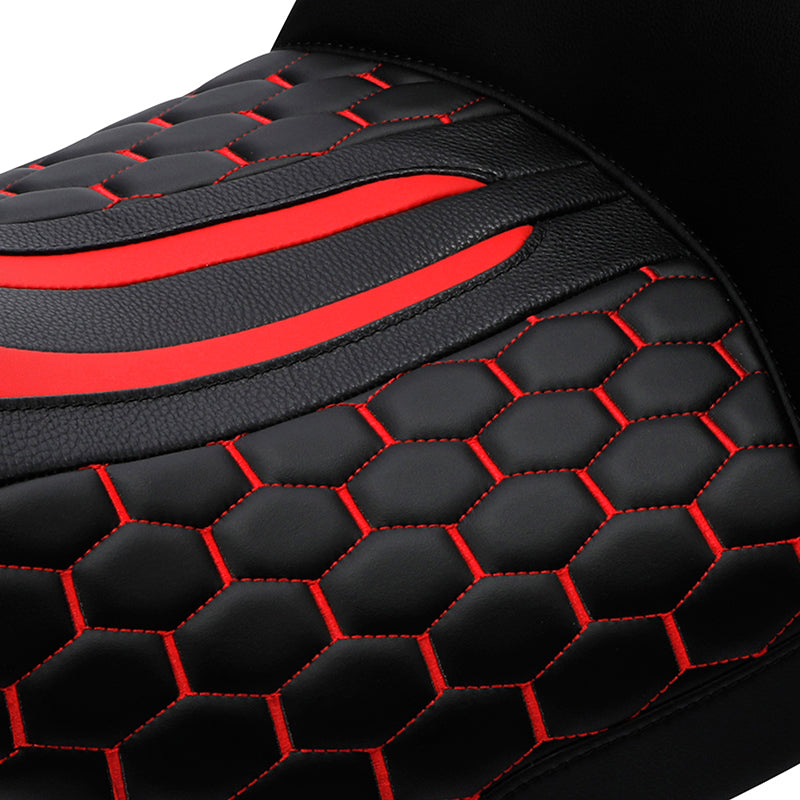 C.C. RIDER Indian Seat One Piece 2 Up Seat Red Honeycomb Stitching For Indian Chieftain Models, 2014-2025