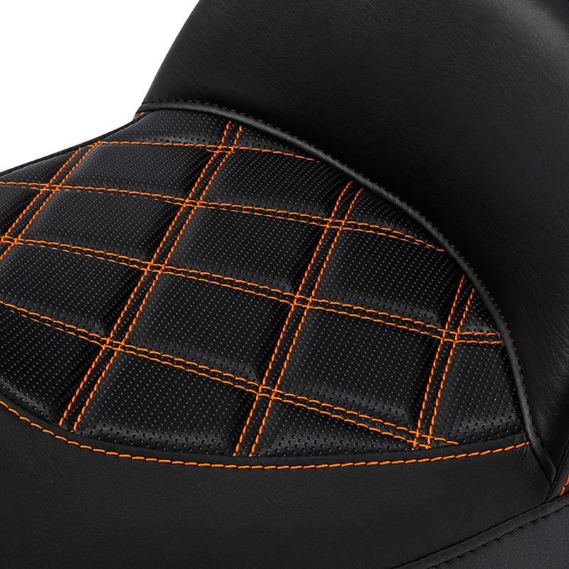 C.C. RIDER Indian Seat One Piece 2 Up Seat Orange Lattice Stitching For Indian Chieftain Models, 2014-2025