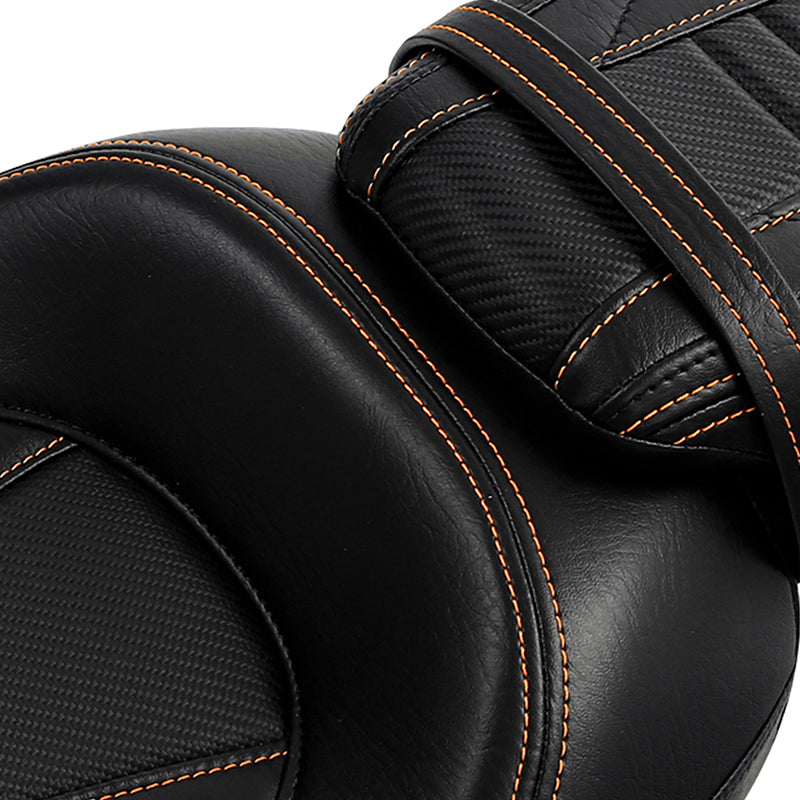 C.C. RIDER Touring Seat Two Piece 2 Up Seat Low Profile Driver Passenger Seat Bulllet For Road King Road Glide Street Glide, 2009-2023