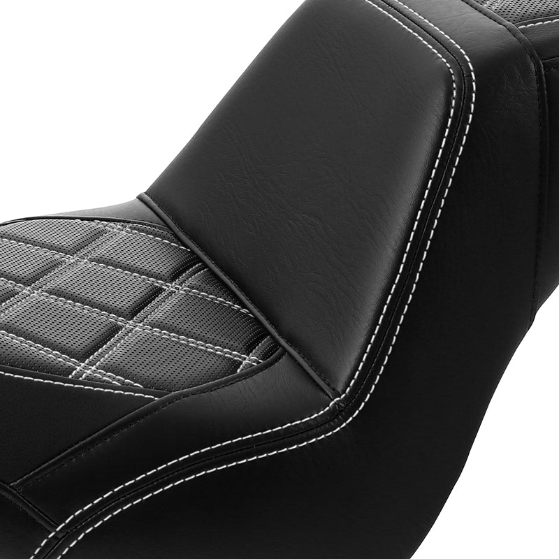 Gel Seat C.C. RIDER Softail Step Up Seat 2 Up Seat Diamond Stitching For Street Bob Softail FXBB Standard FXST Models 2018-2025
