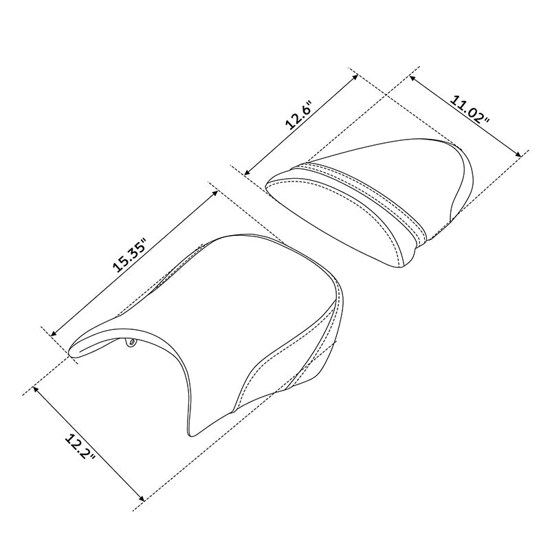 C.C. RIDER Ninja ZX6R, ZX636, ZX6RR, ZX600 Front And Rear Seat For Kawasaki Black Diamond Stitch, 2005-2006