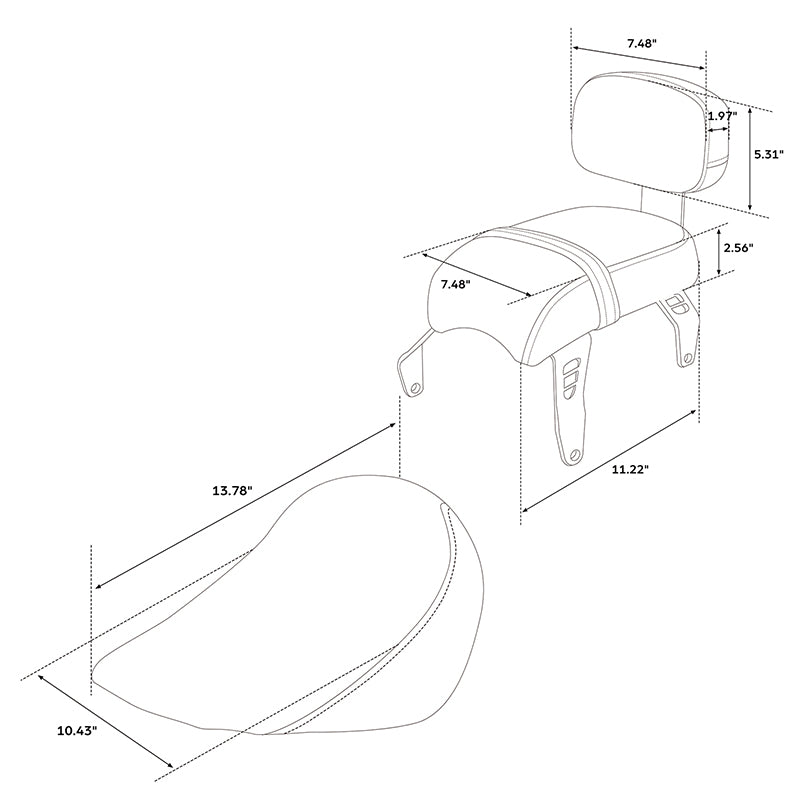 C.C. RIDER Indian Scout 2 Piece 2 Up Seat Driver Passenger Seat With Backrest For Scout Bobber Sixty Scout Bobber ABS, 2018-2024