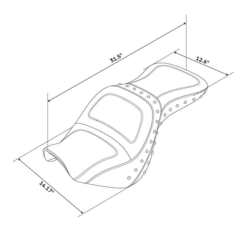 C.C. RIDER VN900 Vulcan Classic One Piece Seat Standard Driver Passenger Seat Studs Trimming For Kawasaki Vulcan Classic, 2006-2025