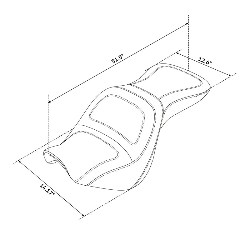 C.C. RIDER VN900 Vulcan Classic One Piece Seat Standard Driver Passenger Seat Grey Stripe For Kawasaki Vulcan Classic, 2006-2025