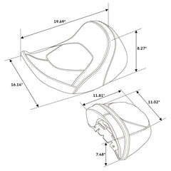 C.C. RIDER Touring Seat Two Piece 2 Up Seat Driver Solo Seat Passenger Seat Gray Stitching For CVO Road Glide CVO Street Glide, 2023-2025