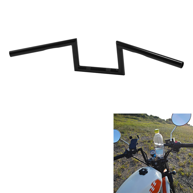 Jammer 1" Wide Z-Bar 6" Rise 60's Handlebar Gloss Black With Dimpled Fits For Harley 1" Clamp