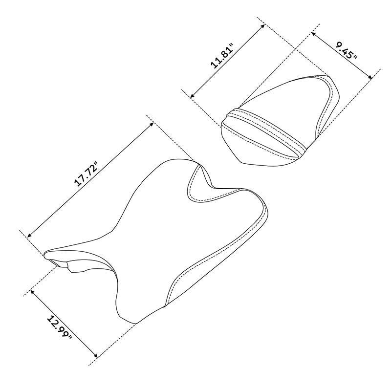 C.C. RIDER YZF R1 Front And Rear Seat For YAMAHA YZFR1 Black Carbon Fiber Stitching, 2009-2014