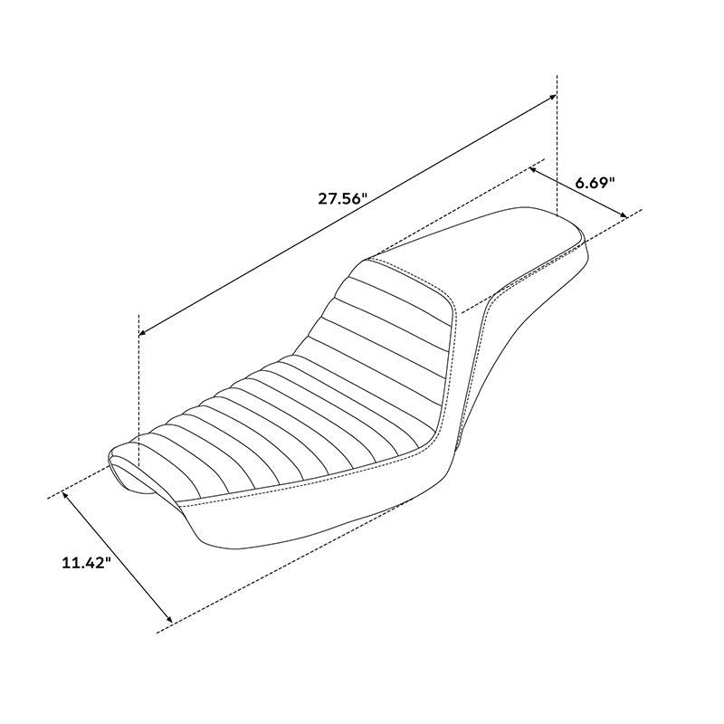C.C. RIDER Dyna Step Up Seat 2 Up Seat Tuck and Roll For 1996-2003 Dyna Wide Glide Super Glide
