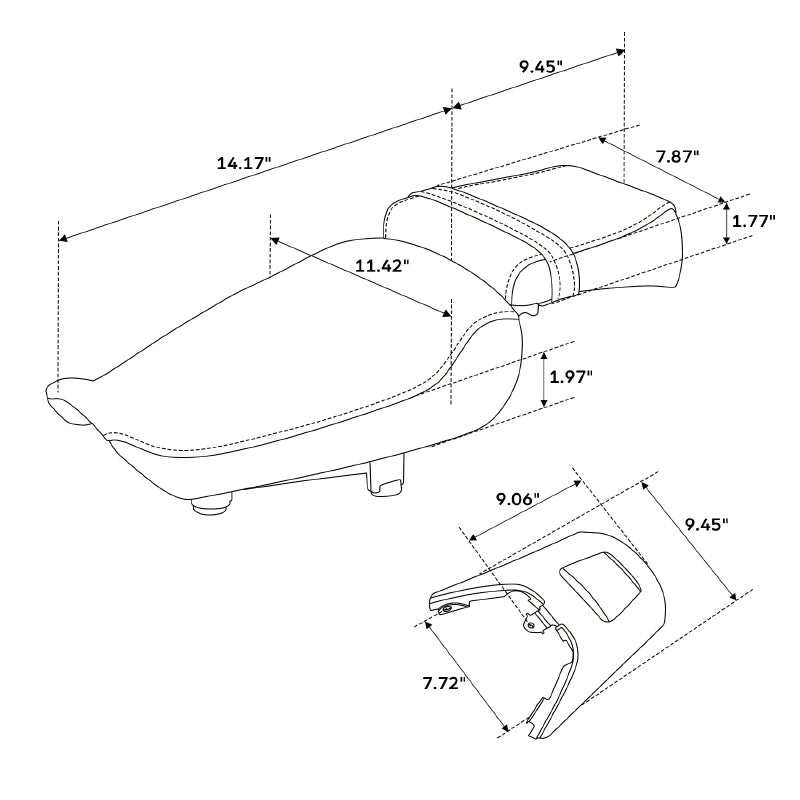 C.C. RIDER Sportster Seat 2 Piece Seat Driver And Passegner Seat Honeycomb Stitching Fit For Harley Sportster S RH1250S 2021-Later