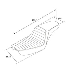 C.C. RIDER Dyna Step Up Seat 2 Up Seat Black Diamond Stitching For Dyna Wide Glide Super Glide, 1996-2003