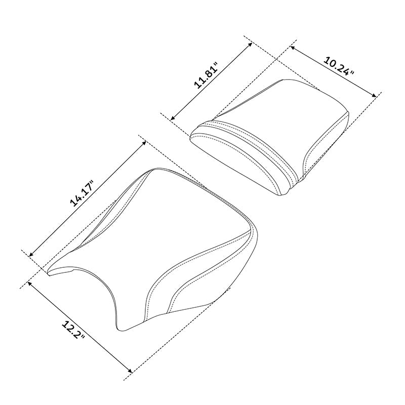 C.C. RIDER CBR1000RR Two Piece Seat Black Carbon Fiber For Honda CBR1000RR, 2004-2007