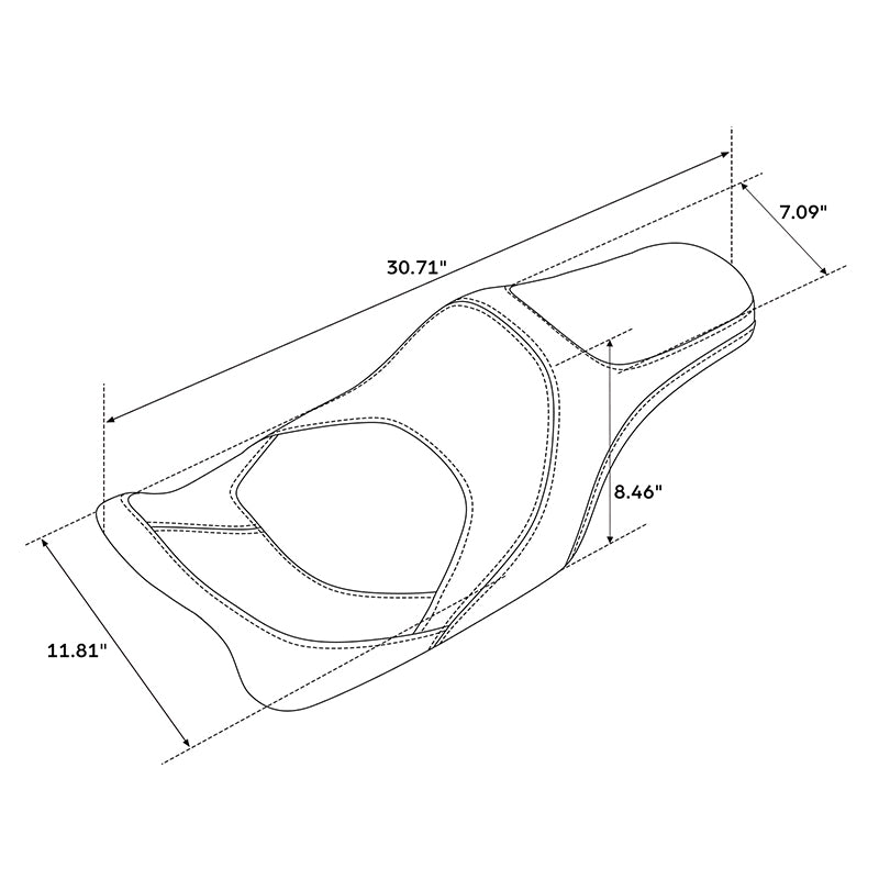C.C. RIDER Touring Seat 2 Up Seat Driver Passenger Seat Extended Reach Tall Boy Seat Black Honeycomb, 2009-2023