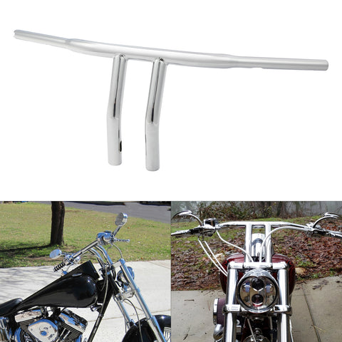 Santee 8" Rise 1-1/4" T-Bar Handlebar Chrome Black Fit For Harley with 3.5" Center to Center Hole