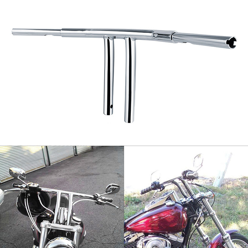 Custom Chrome 12"Rise 1-1/4" T-Bar Handlebar Bar Chrome Fits For Harley Softail Chopper