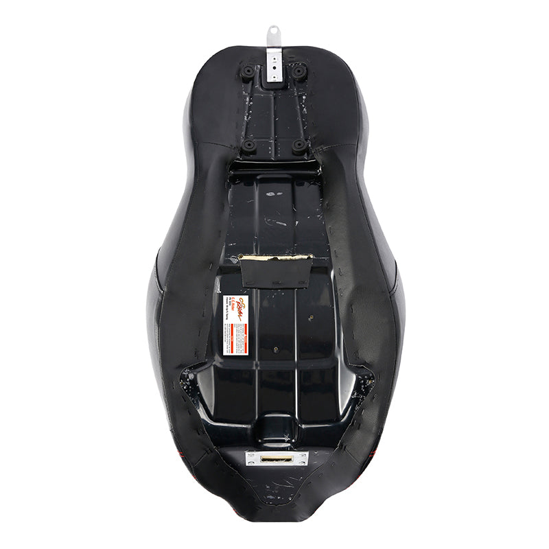 C.C. RIDER Touring Seat Driver Passenger Seat 2 Up Seat Black Red Lattice Stitching For FL Touring Road King Electra Glide Road Glide, 2009-2023