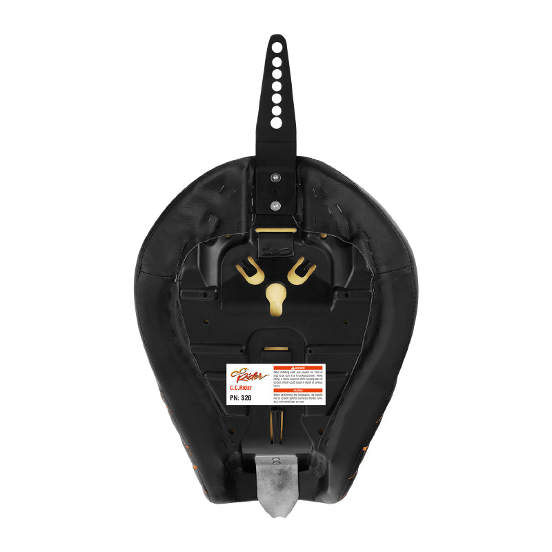 C.C.RIDER Sportster Seat Front Solo Seat Driver Rider Cushion Orange Honeycomb Stitching, 2010-2023 XL models