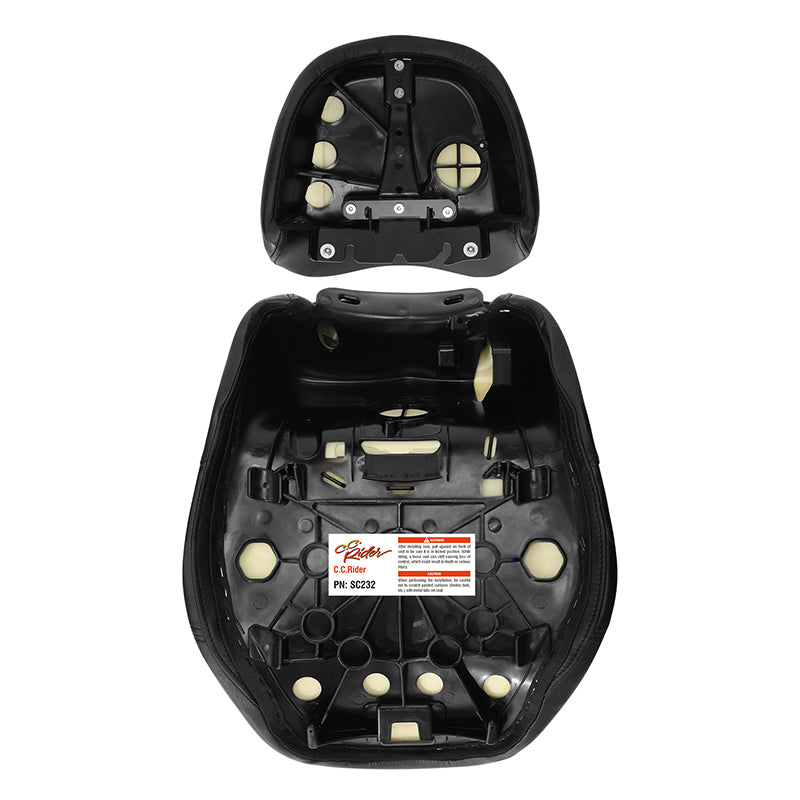 C.C. RIDER Touring Seat Two Piece 2 Up Seat Driver Solo Seat Passenger Seat Red Stitching For CVO Street Glide CVO Road Glide, 2023-2025