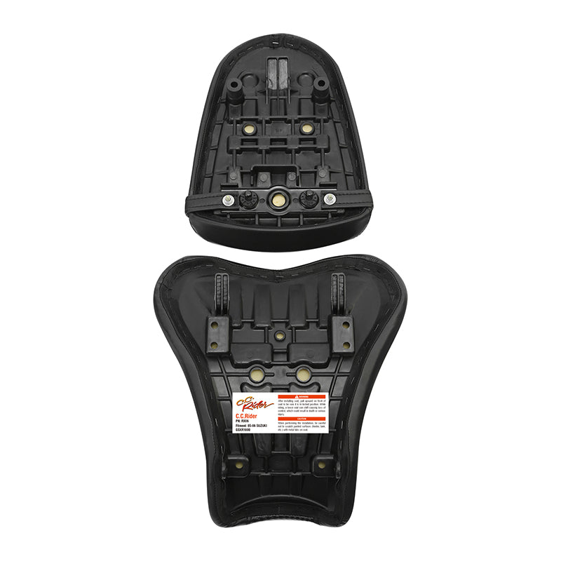 C.C. RIDER GSX-R1000 Front And Rear Seat Fit For SUZUKI GSXR1000 Black White Stitching, 2005, 2006
