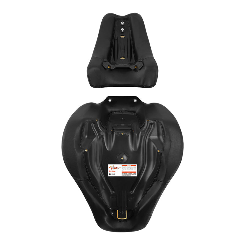 C.C. RIDER Softail Seat Two Piece 2 Up Seat Low Profile Driver Solo Seat Passenger Seat Black Lattice For Harley Fat Boy Cross Bones Softail, 2006-2017