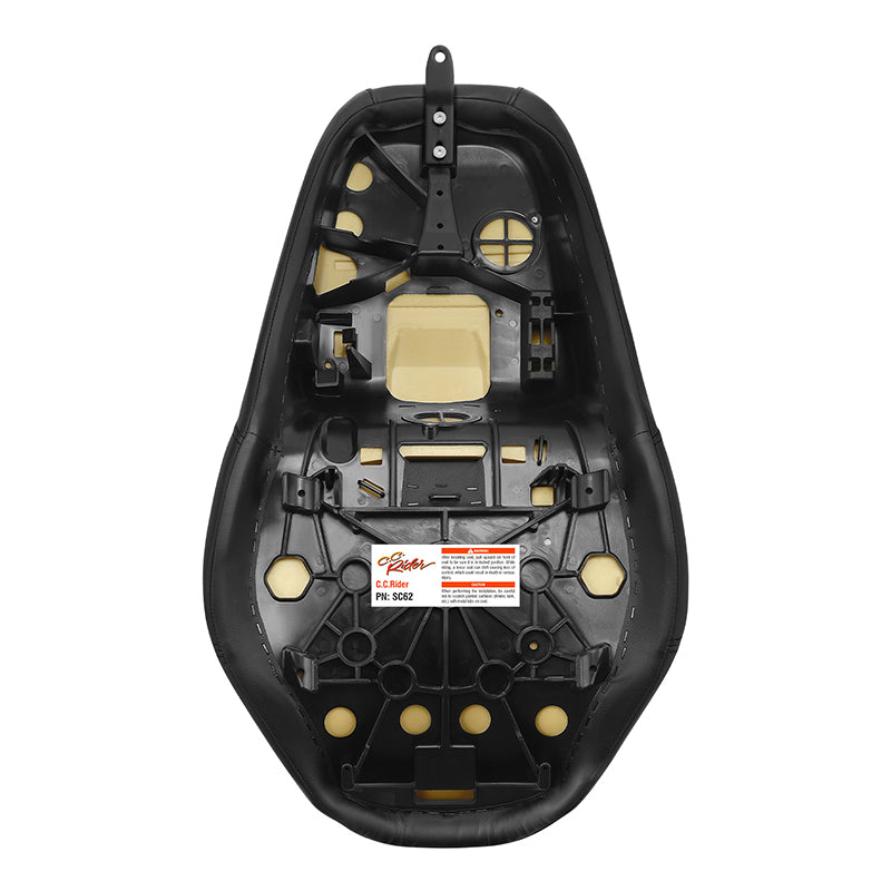 C.C. RIDER Touring Seat One Piece 2 Up Seat Driver Passenger Seat Black Carbon Fiber Stitching For Street Glide Road Glide, 2023-2025