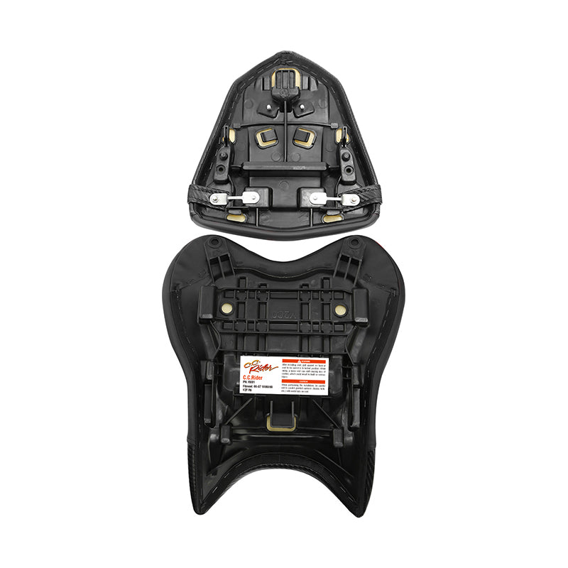 C.C. RIDER YZF R6  Front And Rear Seat Fit For YAMAHA R6 Black Carbon Fiber Stitching, 2006, 2007