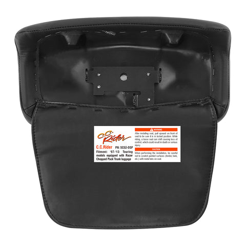 C.C. RIDER Razor Chopped Pack Trunk Backrest Passenger Backrest Pad For Harley Touring CVO Road King Road Glide Electra Glide, 1997-2013