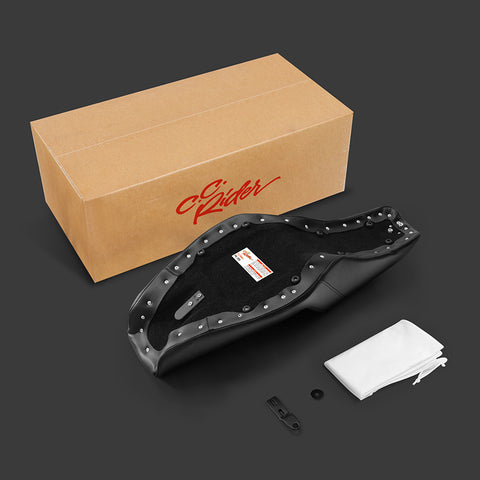 C.C. RIDER Dyna Step Up Seat 2 Up Seat Tuck and Roll For 1996-2003 Dyna Wide Glide Super Glide