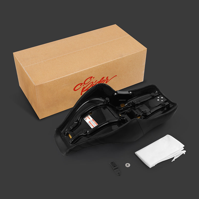 C.C. Rider BMW R18B R18 Transcontinental One Piece Seat Rider Passenger Low Profile Seat Pillion Cushion Black Lattice, 2020-2024