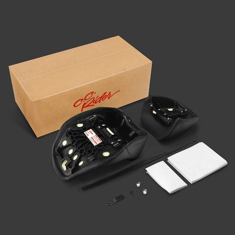Gel Seat C.C. RIDER Touring Seat Two Piece 2 Up Seat Driver Solo Seat Passenger Seat Black Stitching For CVO Road Glide CVO Street Glide, 2023-2025