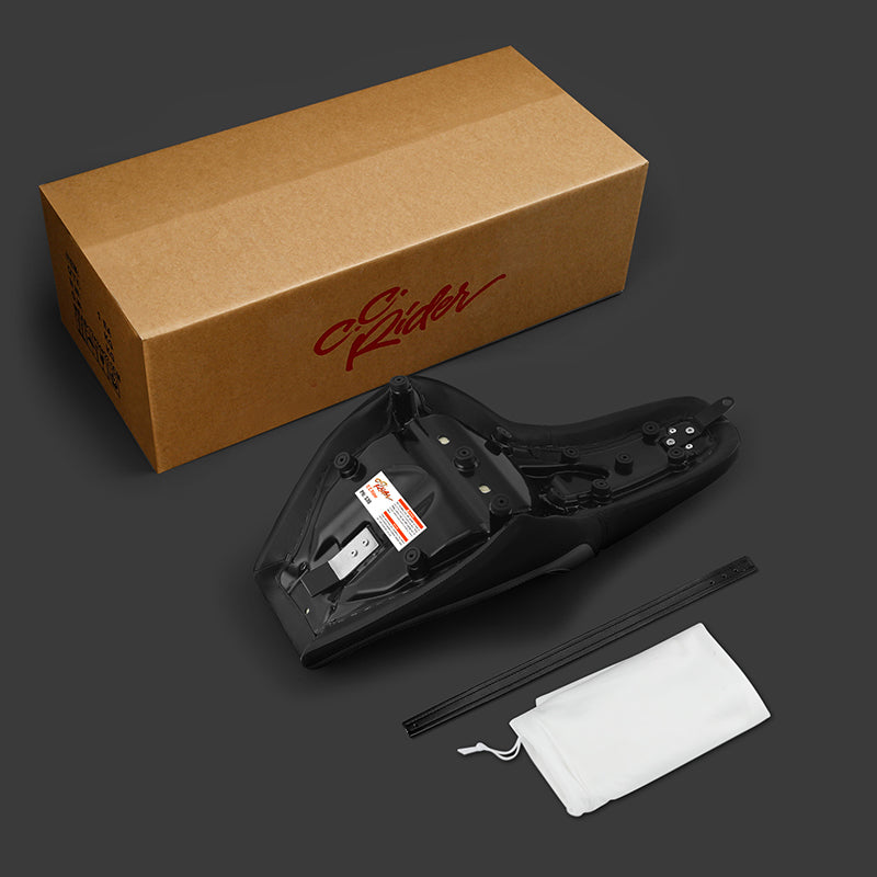 C.C. RIDER Softail Seat Driver And Passenger Seat Chopper Seat Black Microfiber Leather Sitiching Fit Fat Bob 114 FXFB 2018-2023
