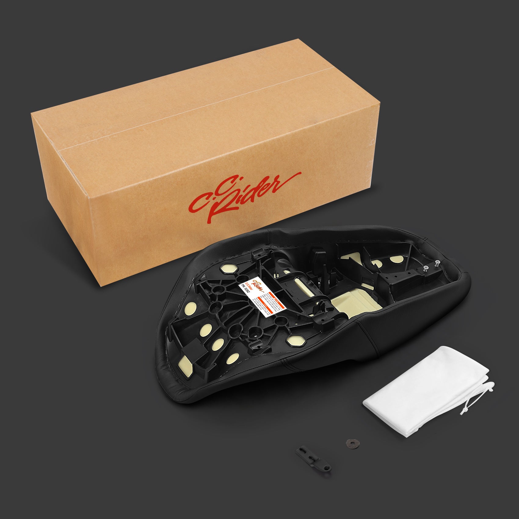 C.C. RIDER Touring Seat One Piece 2 Up Seat Driver Passenger Seat Black Carbon Fiber Stitching For Street Glide Road Glide, 2023-2025