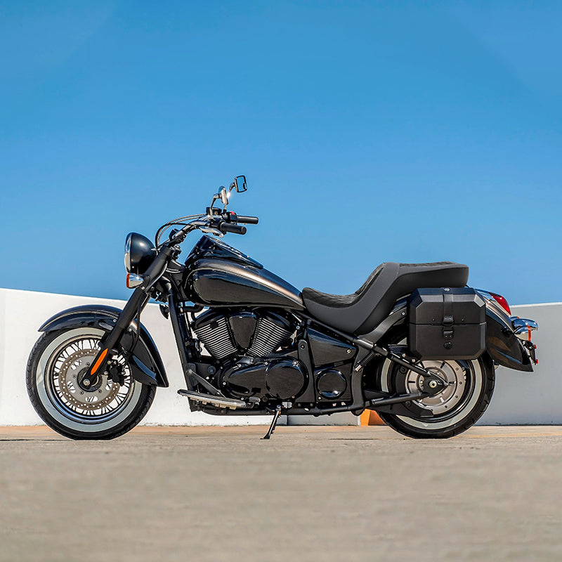 C.C. RIDER VN900 Vulcan Classic One Piece Seat Standard Driver Passenger Seat Grey Stripe For Kawasaki Vulcan Classic, 2006-2025