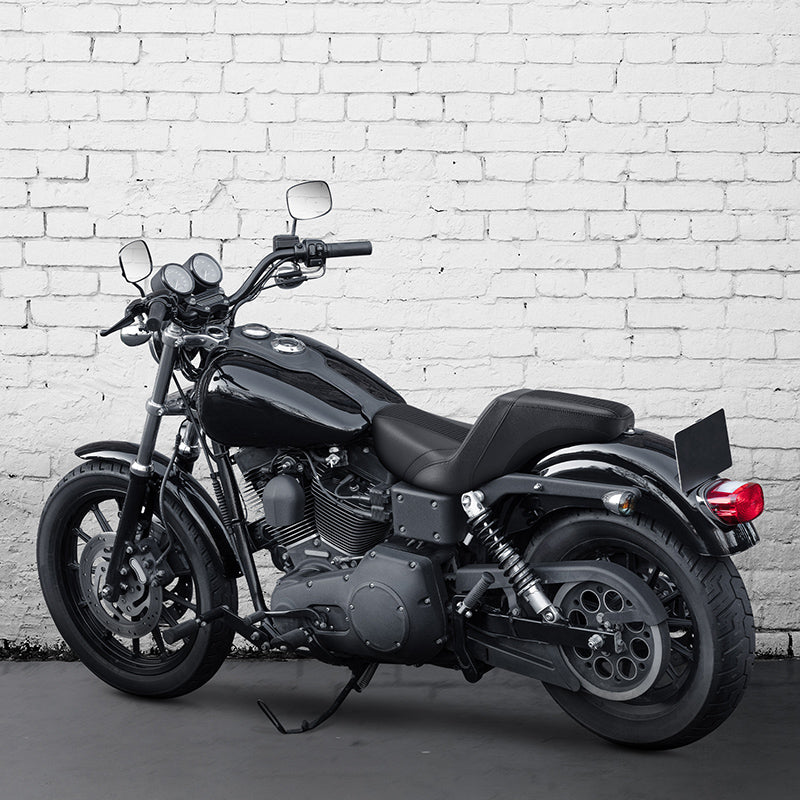 C.C. RIDER Dyna Step Up Seat 2 Up Seat Black Stripes Stitching For Dyna Wide Glide Super Glide, 1996-2003