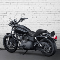 C.C. RIDER Dyna Step Up Seat 2 Up Seat Black Stripes Stitching For Dyna Wide Glide Super Glide, 1996-2003