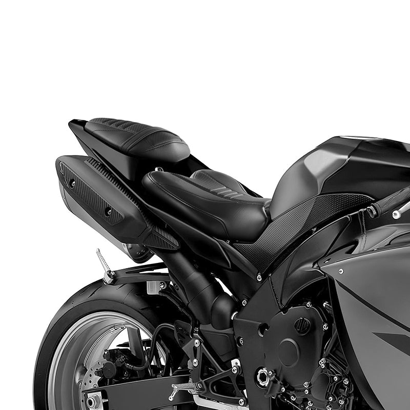 C.C. RIDER YZF R1 Front And Rear Seat For YAMAHA YZFR1 Black Carbon Fiber Stitching, 2009-2014