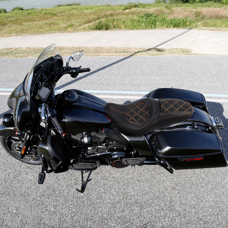 C.C. RIDER Touring Seat 2 up Seat Driver Passenger Seat Aztec For Harley Touring Street Glide Road Glide Electra Glide, 2008-2023