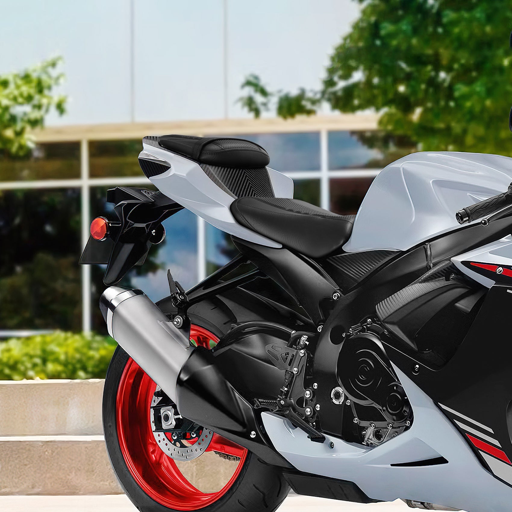 C.C. RIDER GSX-R750 GSX-R600 Front And Rear Seat For SUZUKI GSXR750 GSXR600 Black Carbon Fiber, 2011-2025