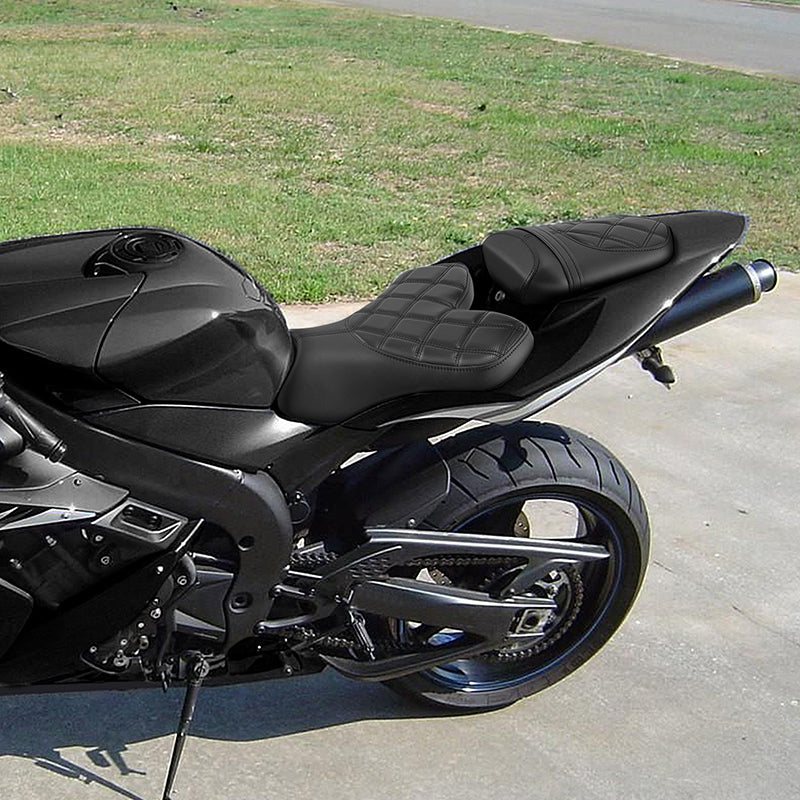 C.C. RIDER YZF R1 Front And Rear Seat For YAMAHA YZFR1 Black Diamond Stitching, 2004-2006