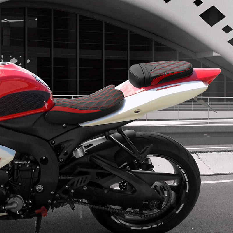 C.C. RIDER GSX-R750 GSX-R600 Front And Rear Seat Fit For SUZUKI GSXR750 GSXR600 Black Red Blue Lattice Stitch , 2006-2007
