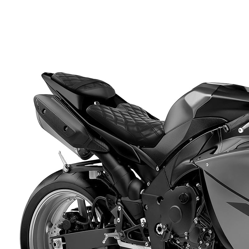 C.C. RIDER YZF R1 Front And Rear Seat For YAMAHA YZFR1 Black Lattice Stitching, 2009-2014