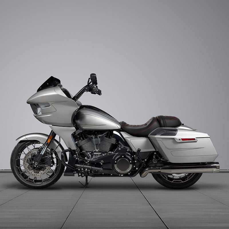 C.C. RIDER Touring Seat Two Piece 2 Up Seat Driver Solo Seat Passenger Seat Red Stitching For CVO Street Glide CVO Road Glide, 2023-2025