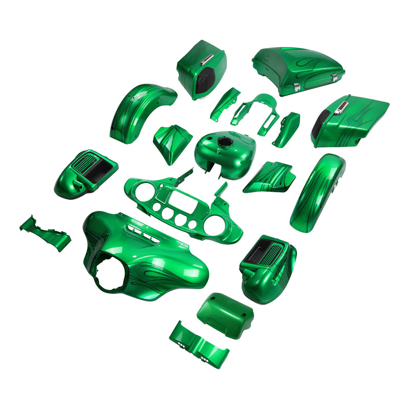 HR3 Flake Candy Green Complete Body Fairing Kit For Harley CVO Street Glide FLHXSE 14-23