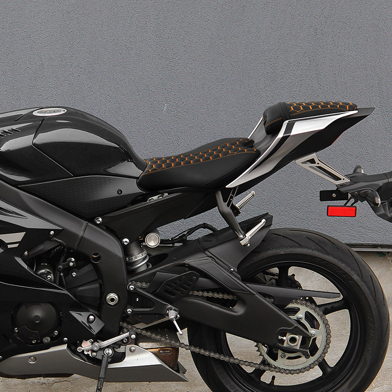 C.C. RIDER YZF R6 Front And Rear Seat Orange Honeycomb Stitiching For YAMAHA YZFR6, 2017-2022