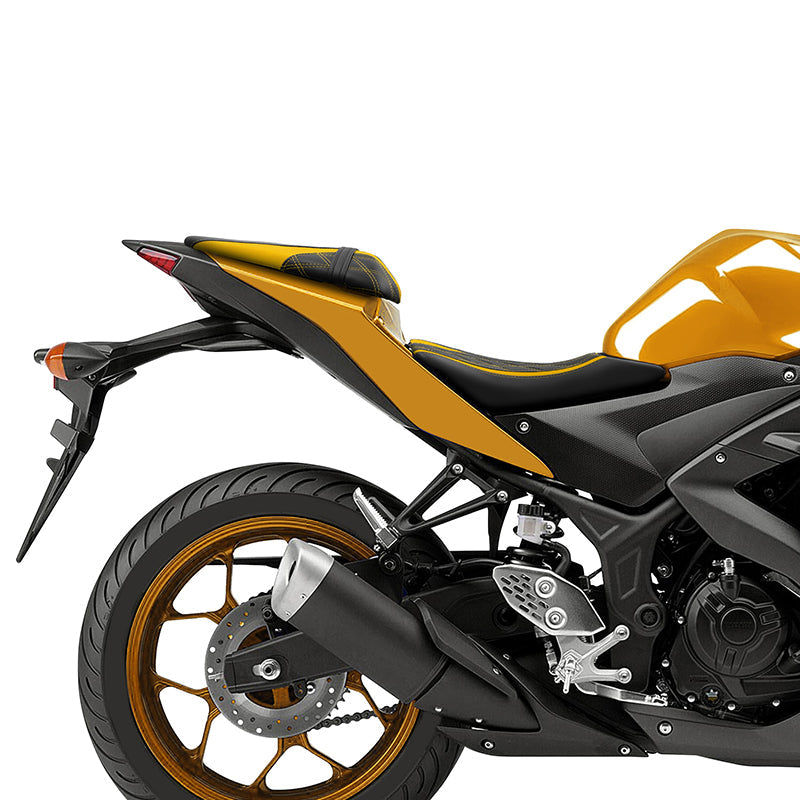 C.C. RIDER YZF R3 YZF R25 MT03 MT25 Front And Rear Seat For YAMAHA Lattice Sitiching Color Trimming, 2015-2023