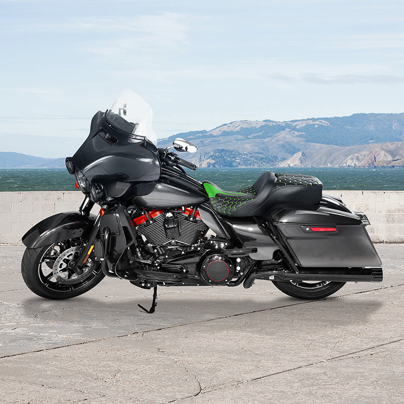 Gel Seat C.C. RIDER Touring Seat Driver Passenger Seat  For Harley CVO Road Glide Electra Glide Street Glide Road King, 2009-2023