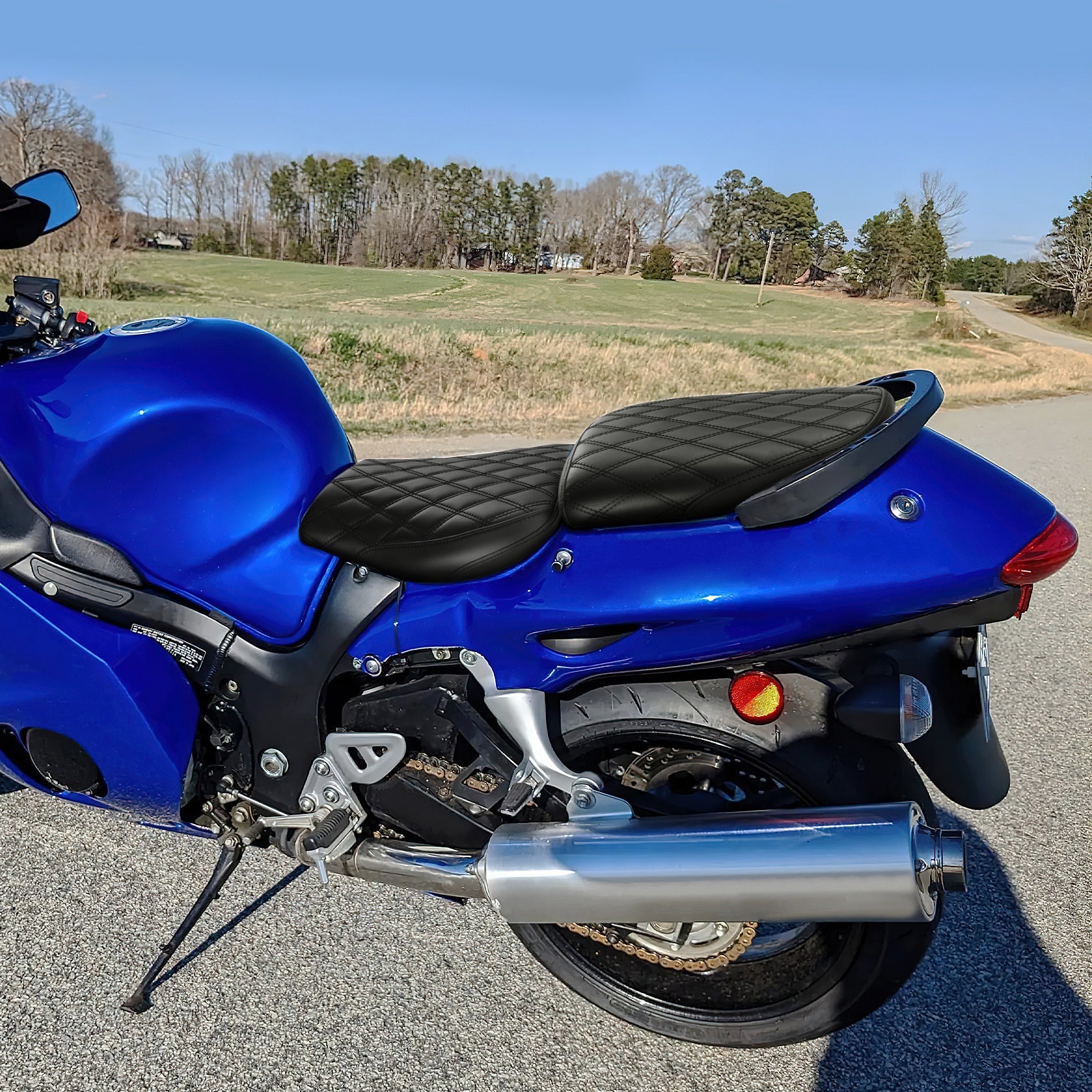 C.C. RIDER GSX1300R Front And Rear Seat Fit For SUZUKI Hayabusa GSX1300R Black Stitch, 1999-2007